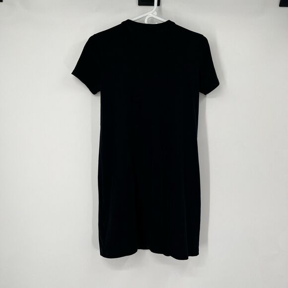 Womens Calvin Klein M Black Shirt Dress Classic Everyday SS Midi Sheath Logo - Picture 5 of 9